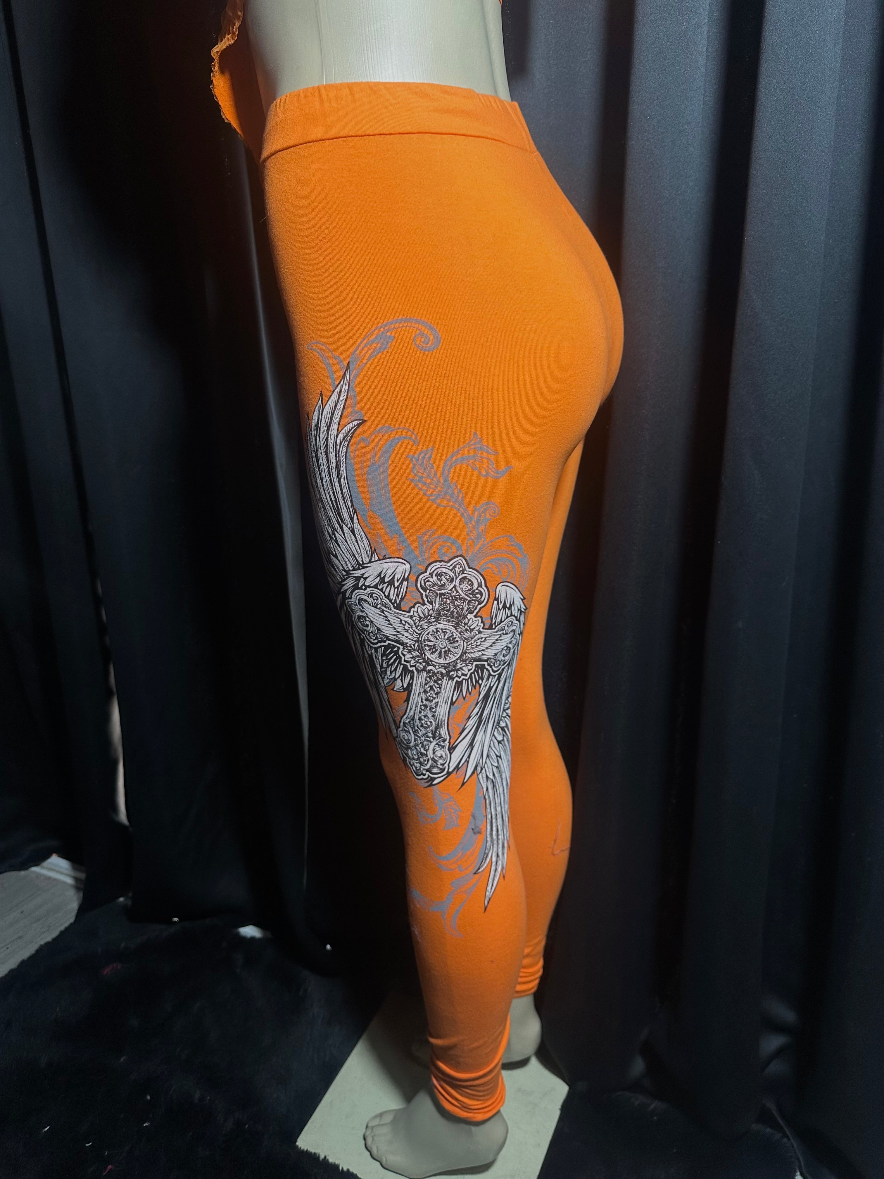 orange cross pants