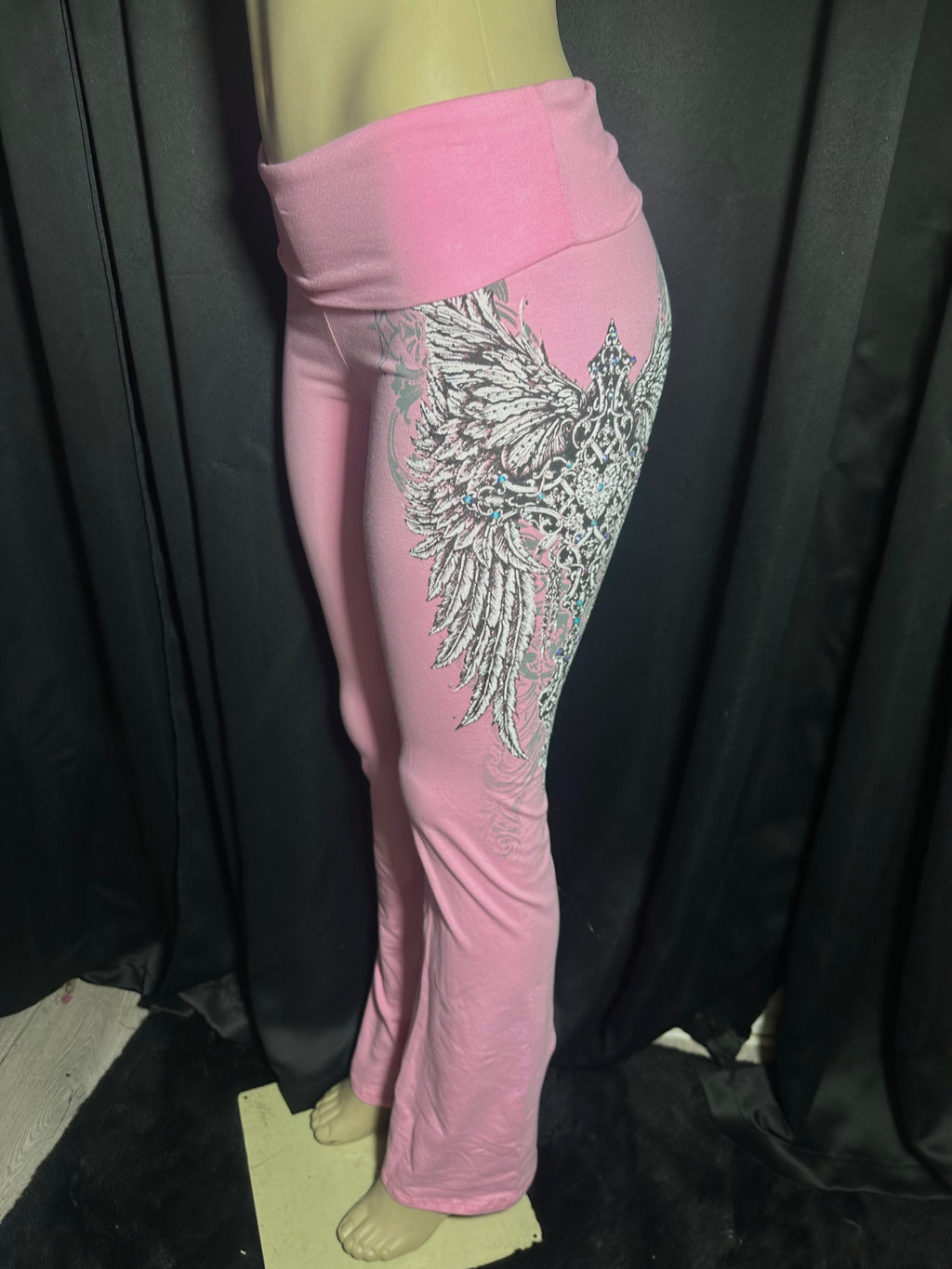 cross heart pink yoga pants