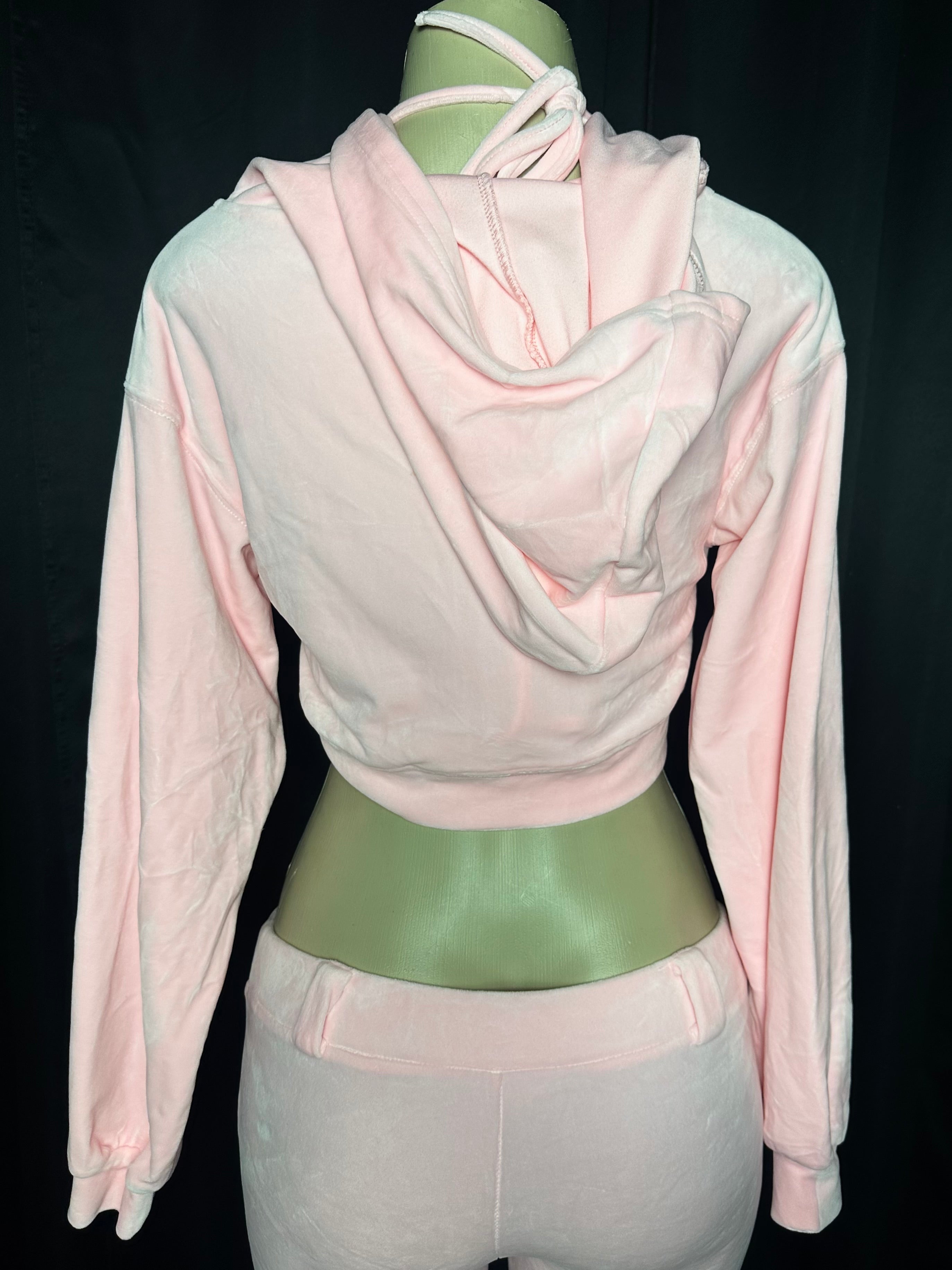 pink velour zip up jacket