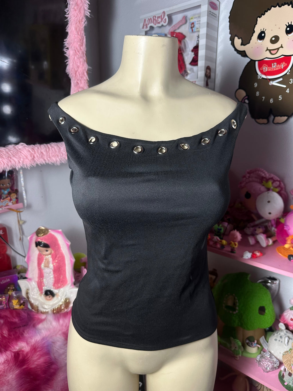 Black eyelet top