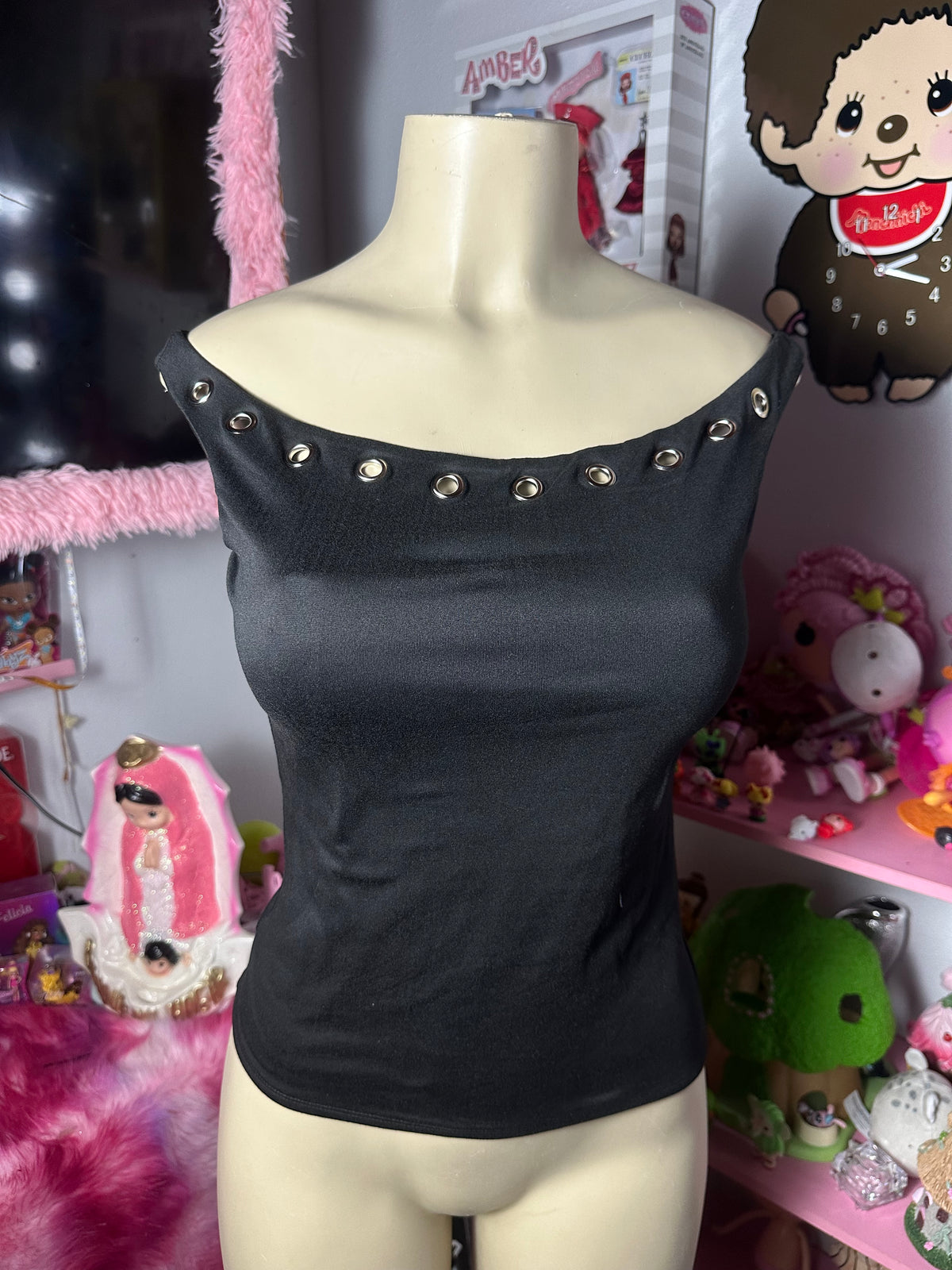 Black eyelet top