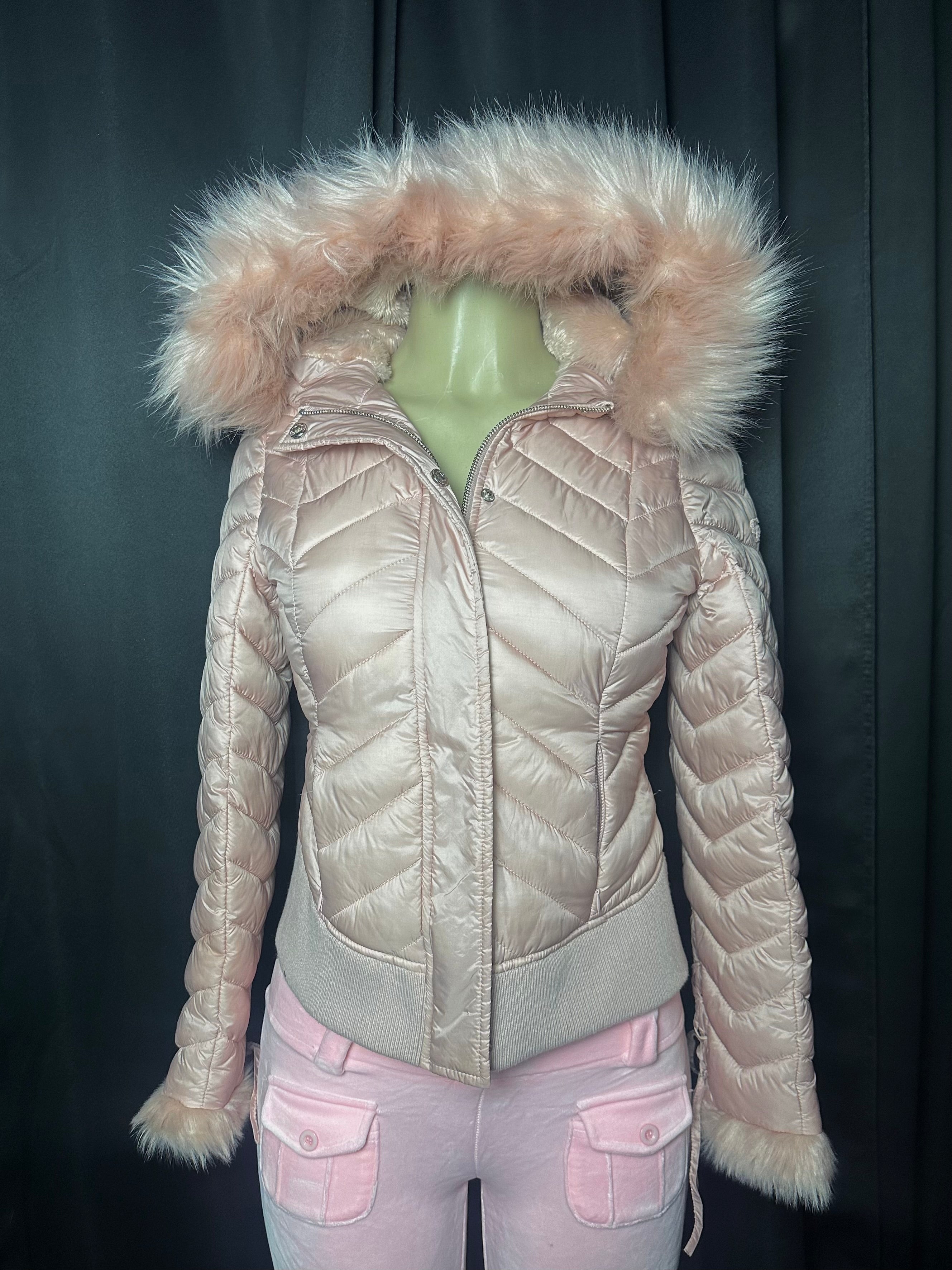 Pink fur puffer