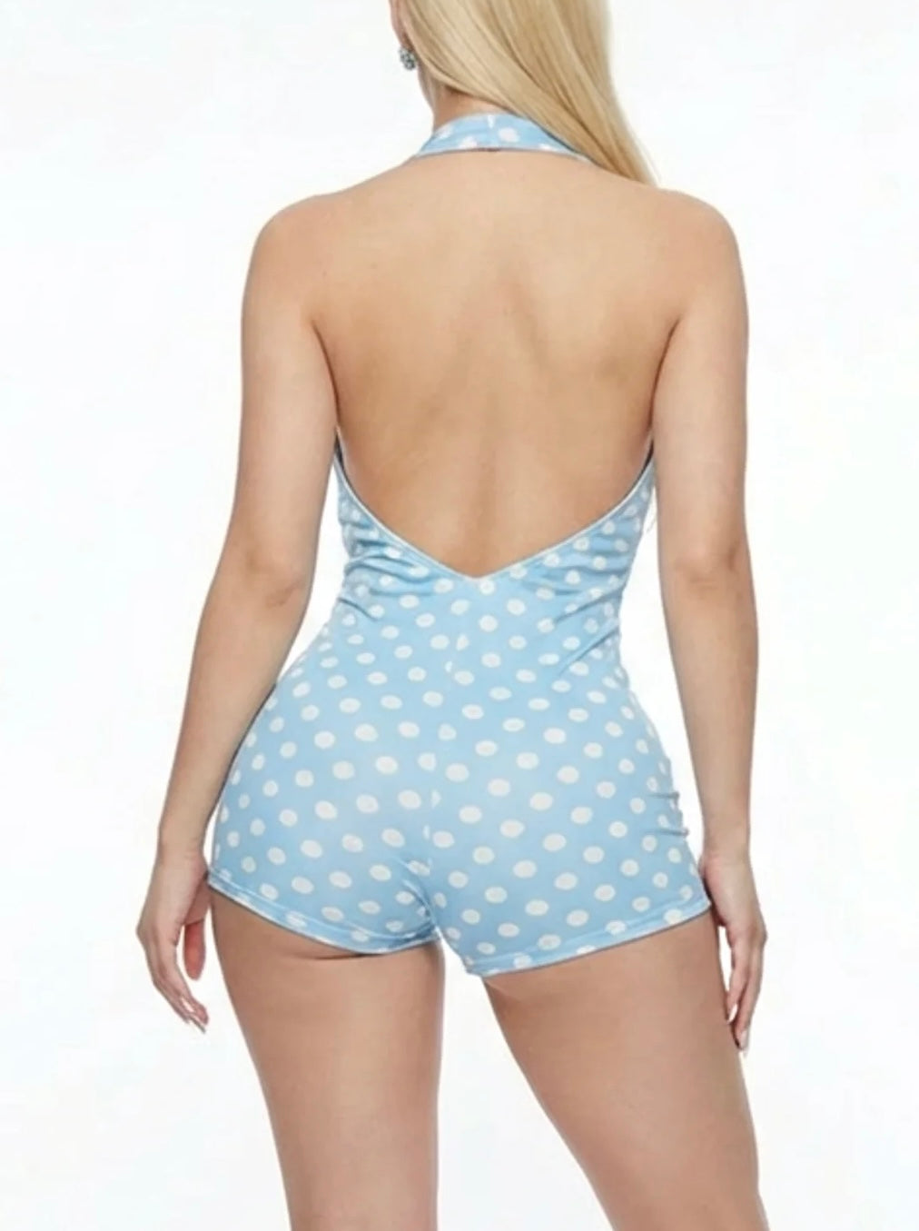 Pin-Up Polka Baby Blue Romper