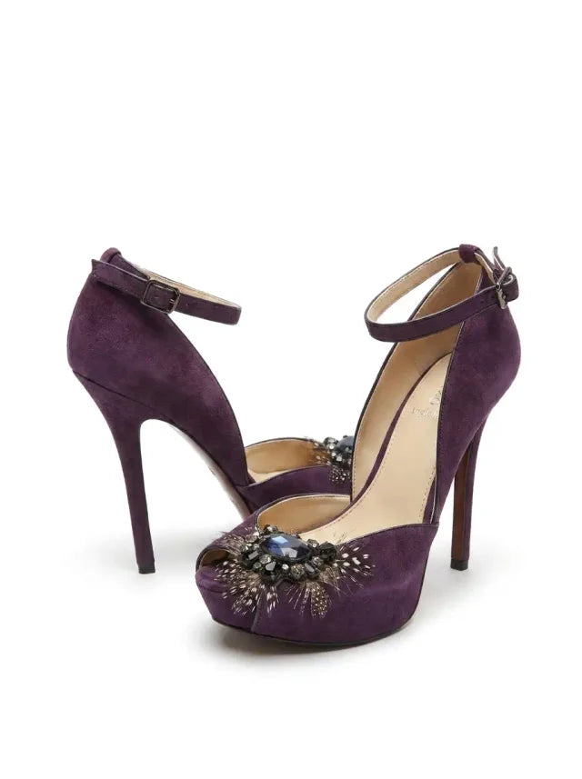Purple feather heels