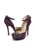 Purple feather heels