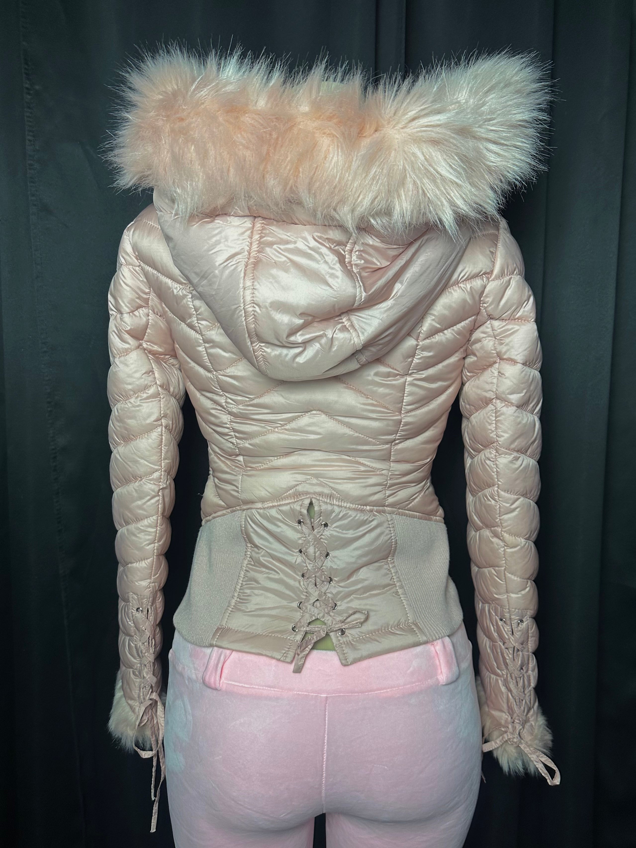 Pink fur puffer