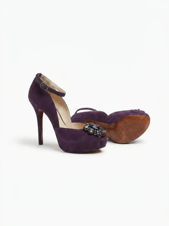 Purple feather heels