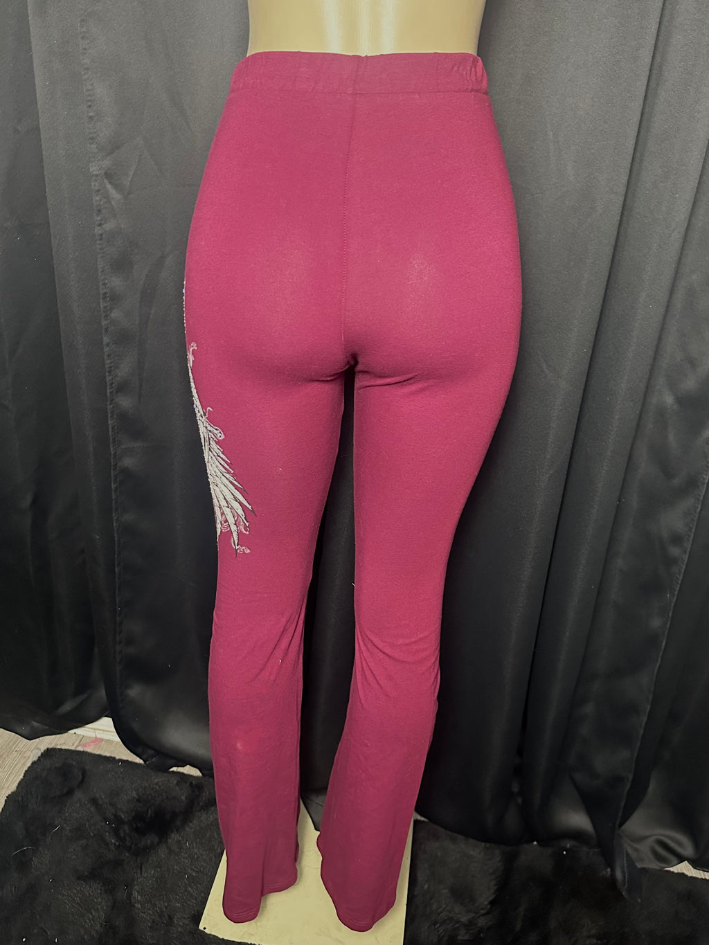 cross burgundy leggings
