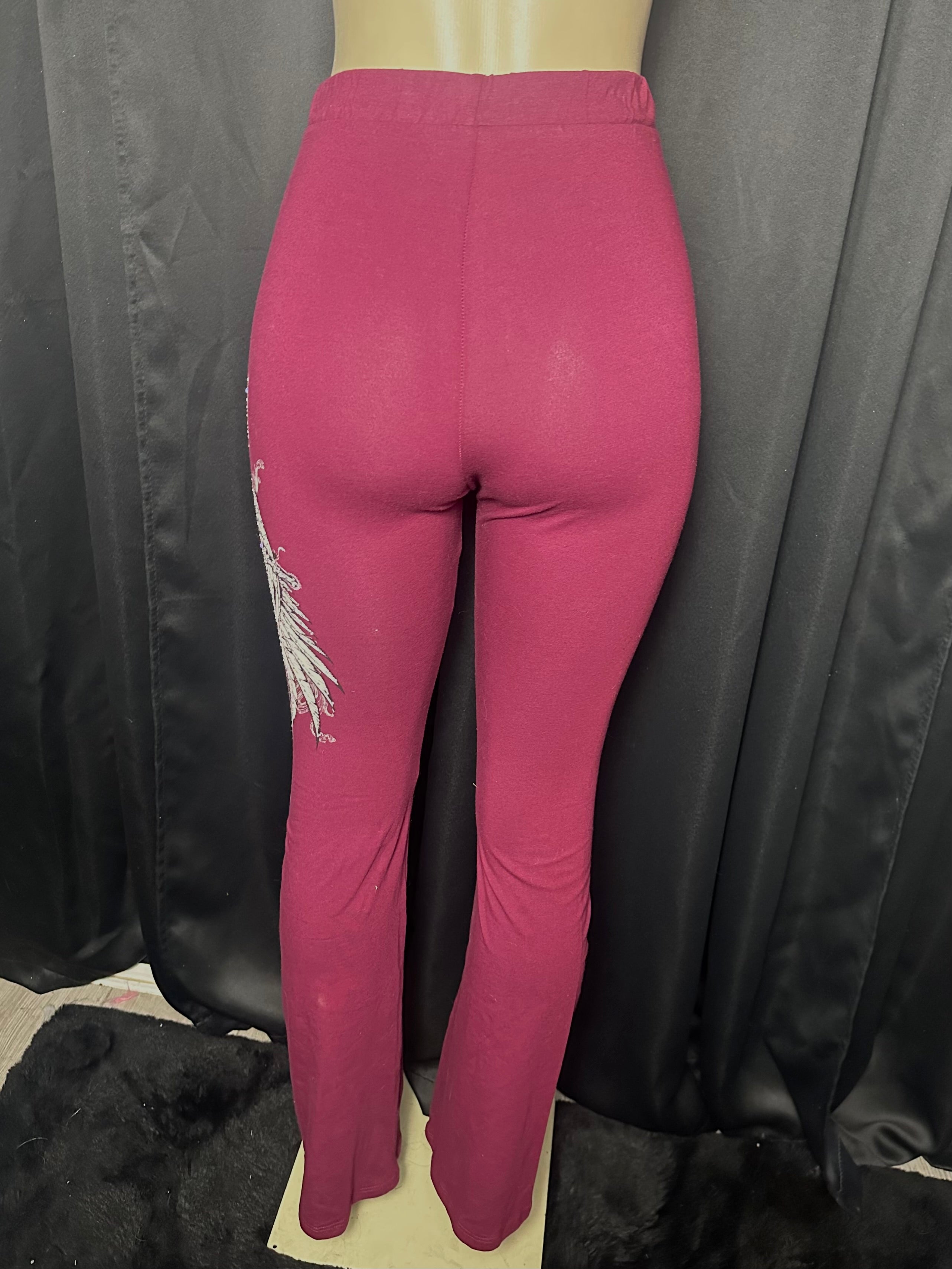 cross burgundy leggings