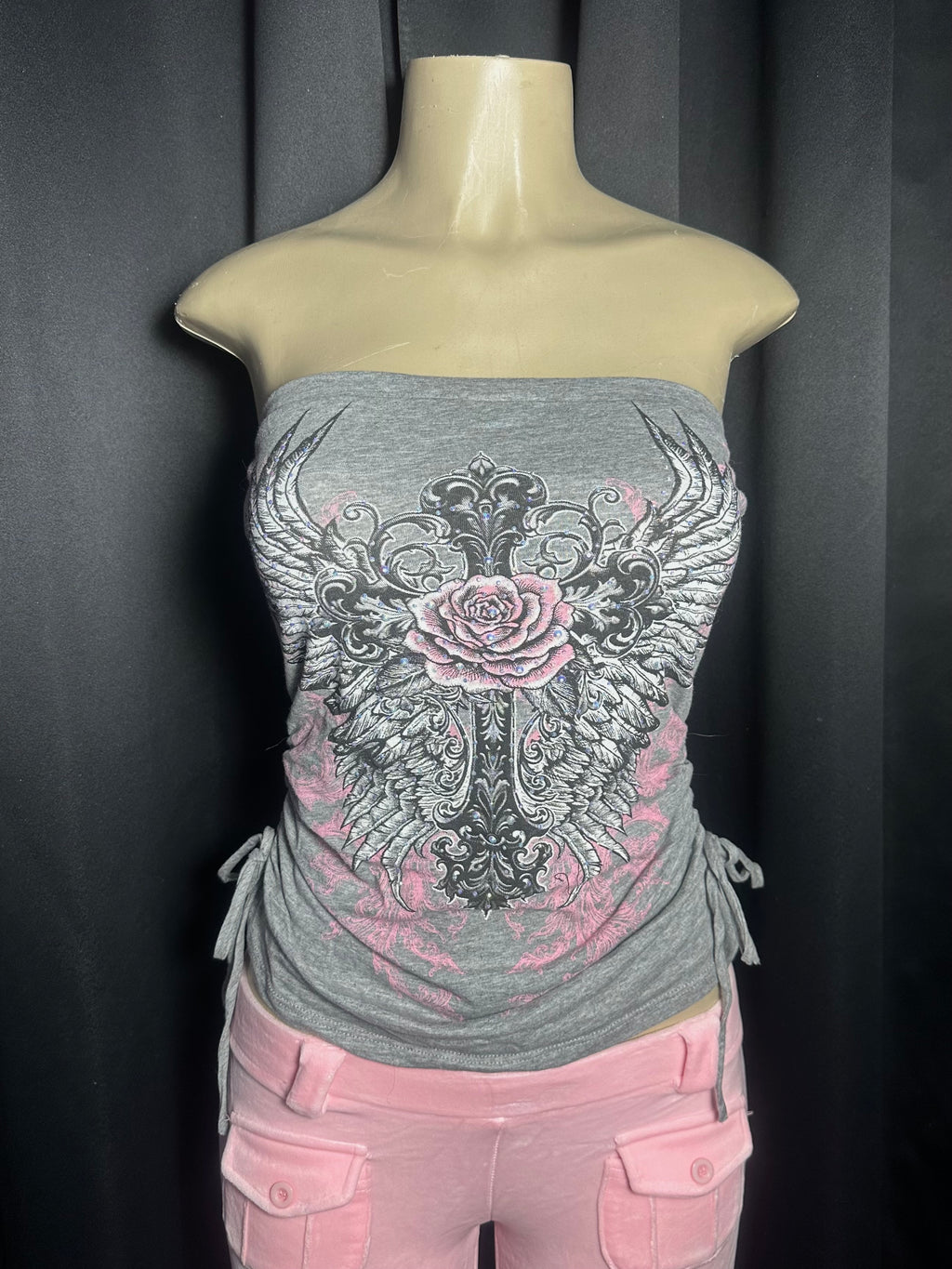 Rose Cross pink grey top