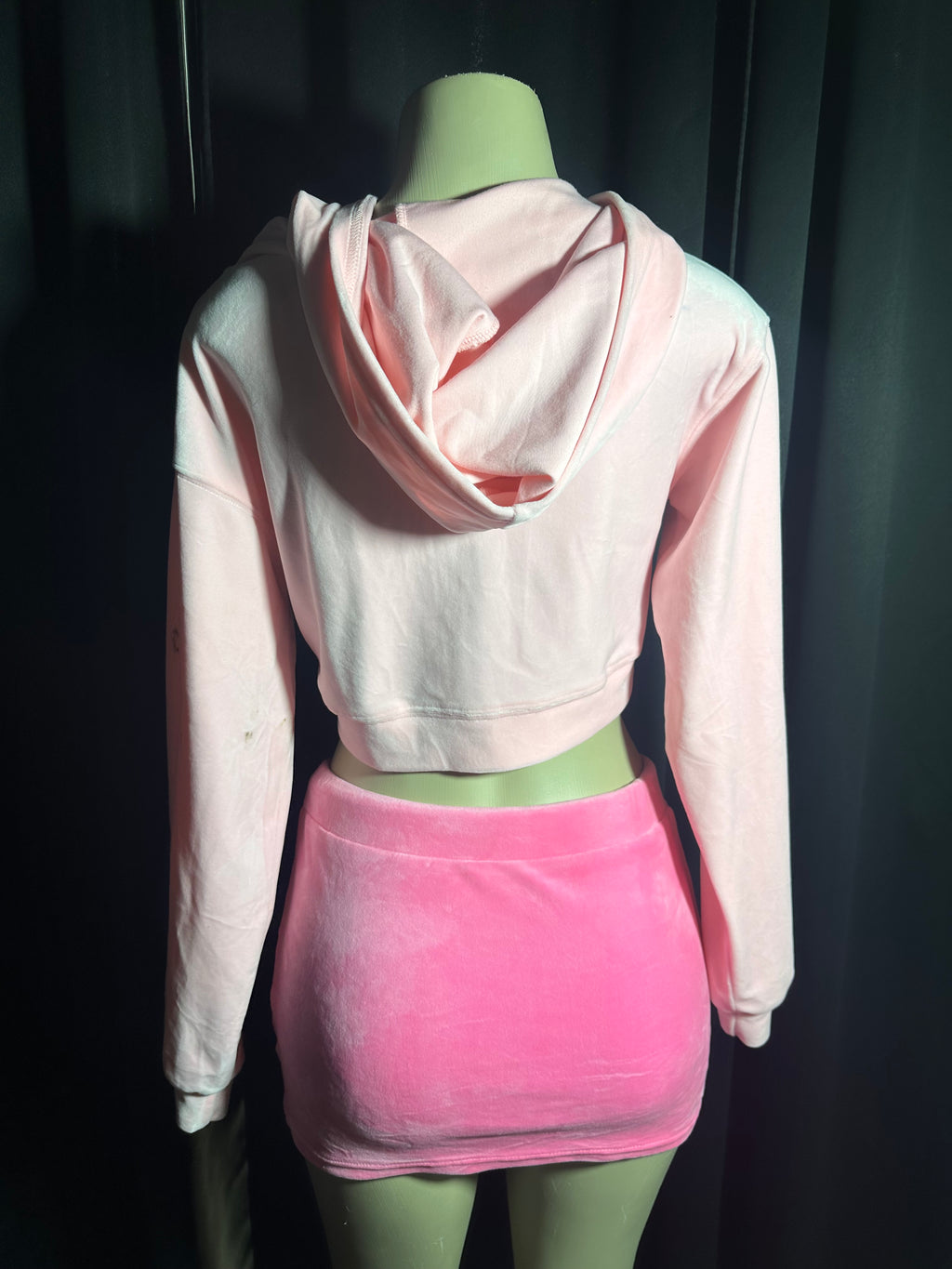 velour pink skirt