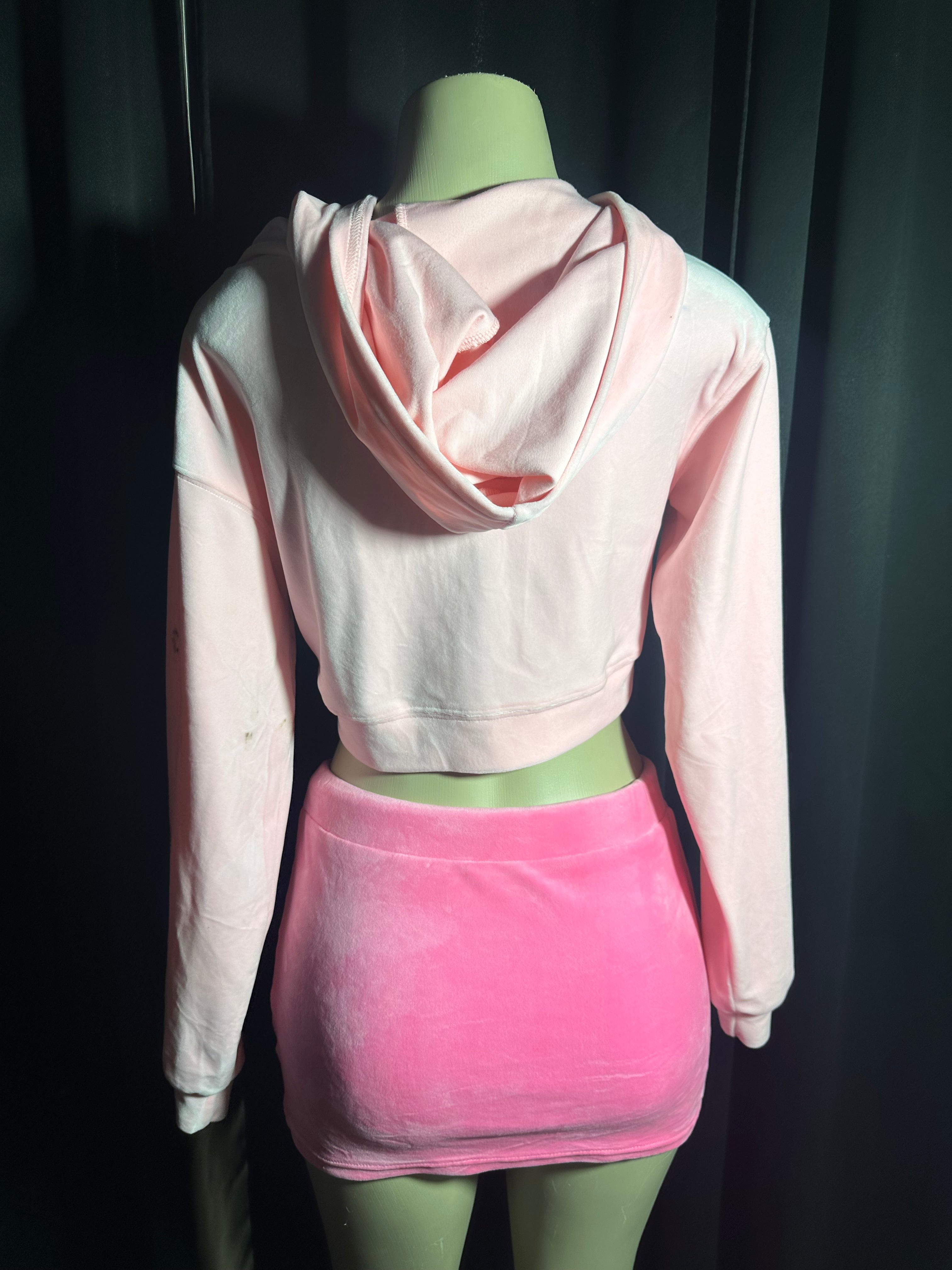 velour pink skirt