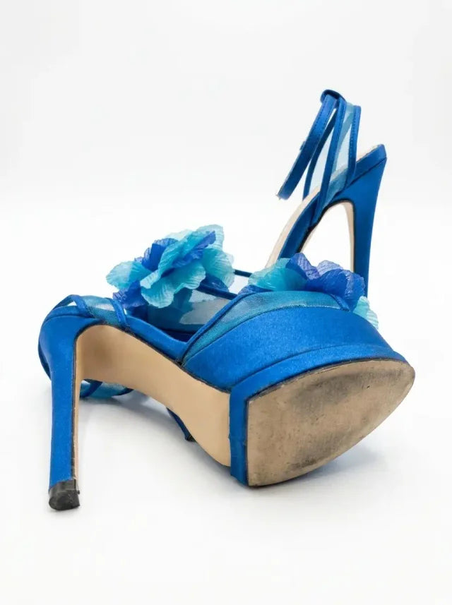 Blue flower heels