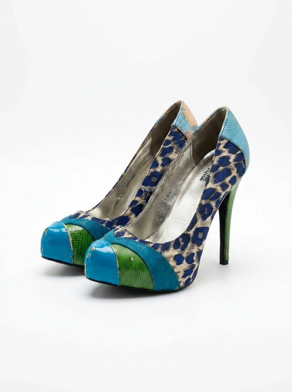 Blue leopard heels