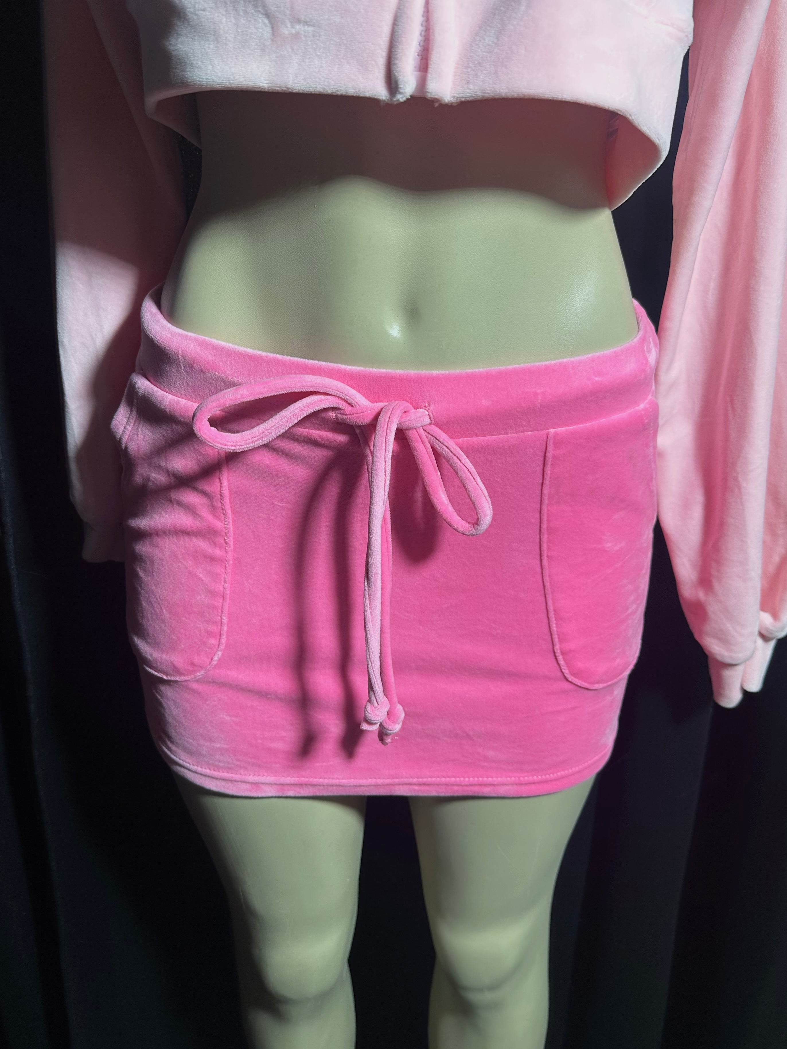 velour pink skirt