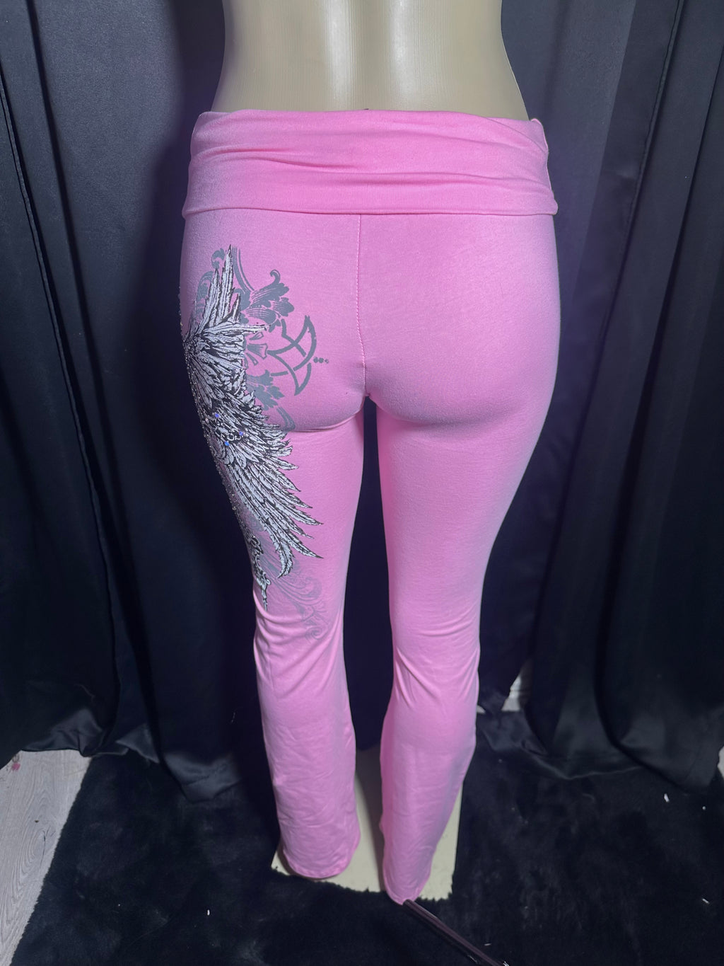 cross heart pink yoga pants