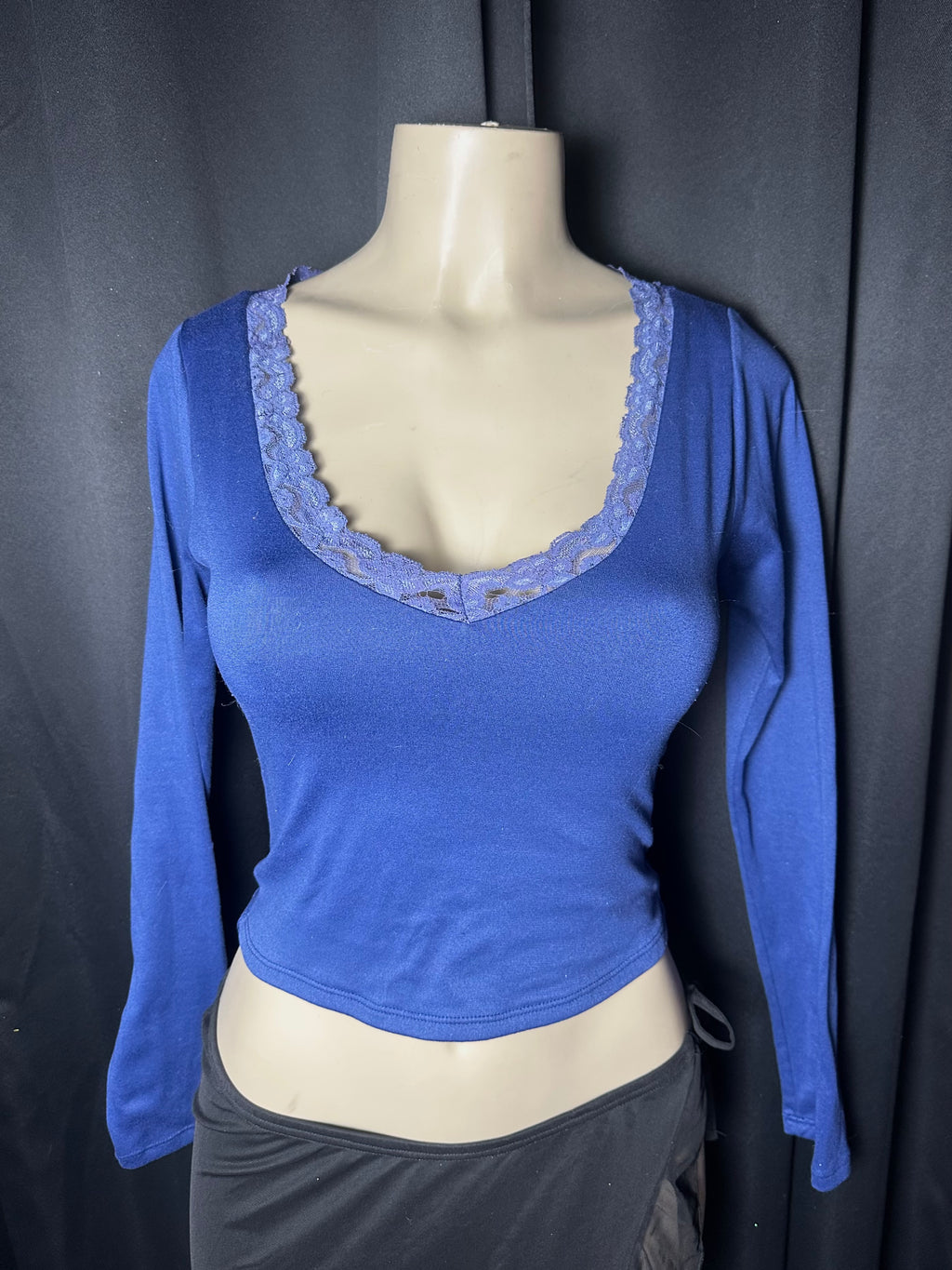 blue lace long sleeve top
