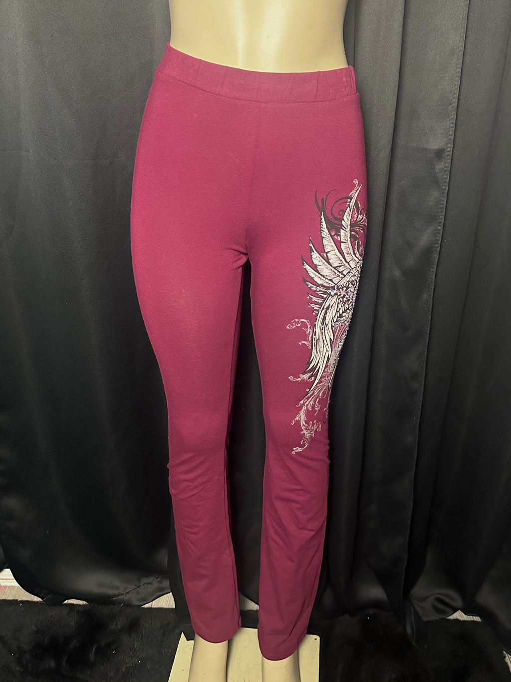 cross burgundy leggings