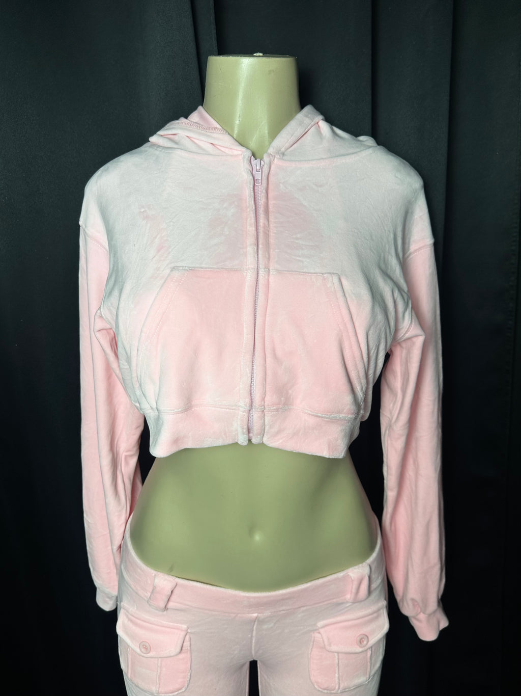 pink velour zip up jacket