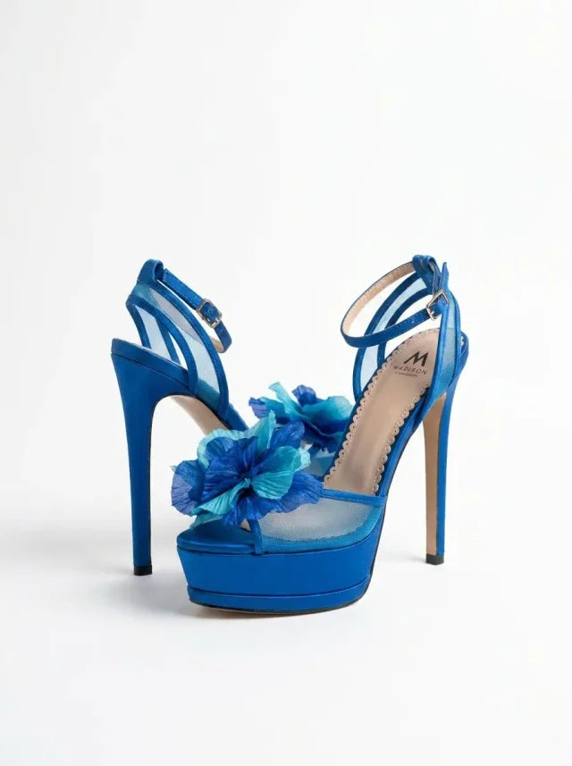 Blue flower heels