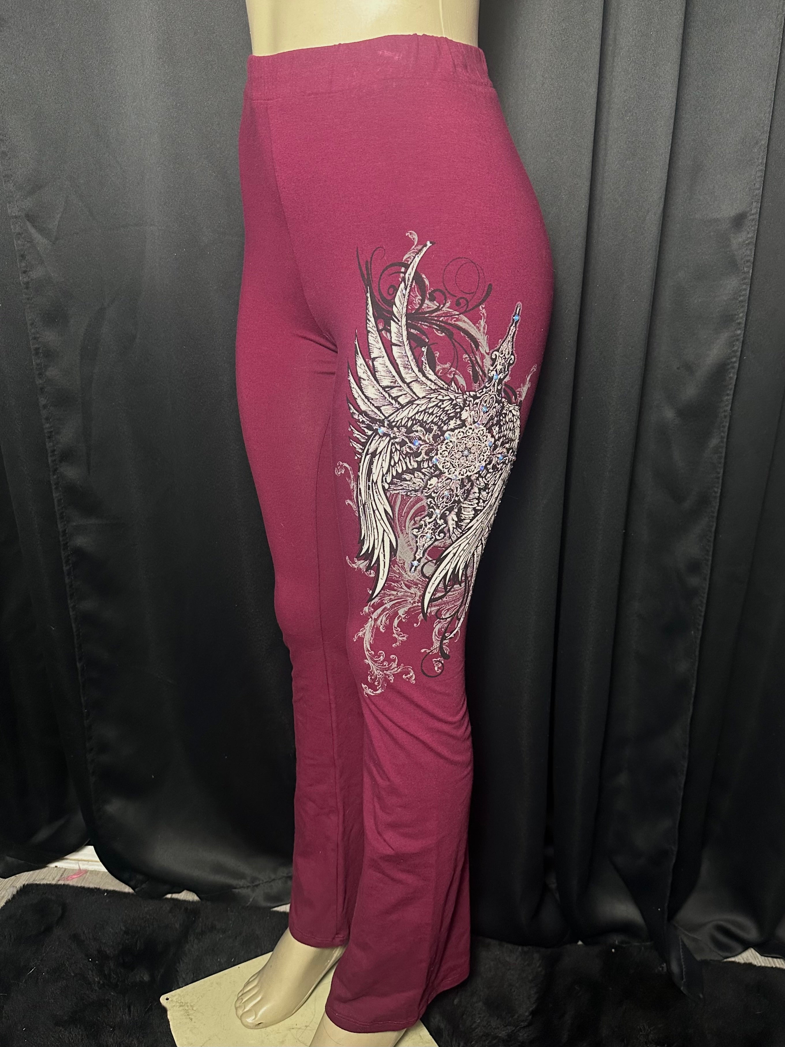 cross burgundy leggings