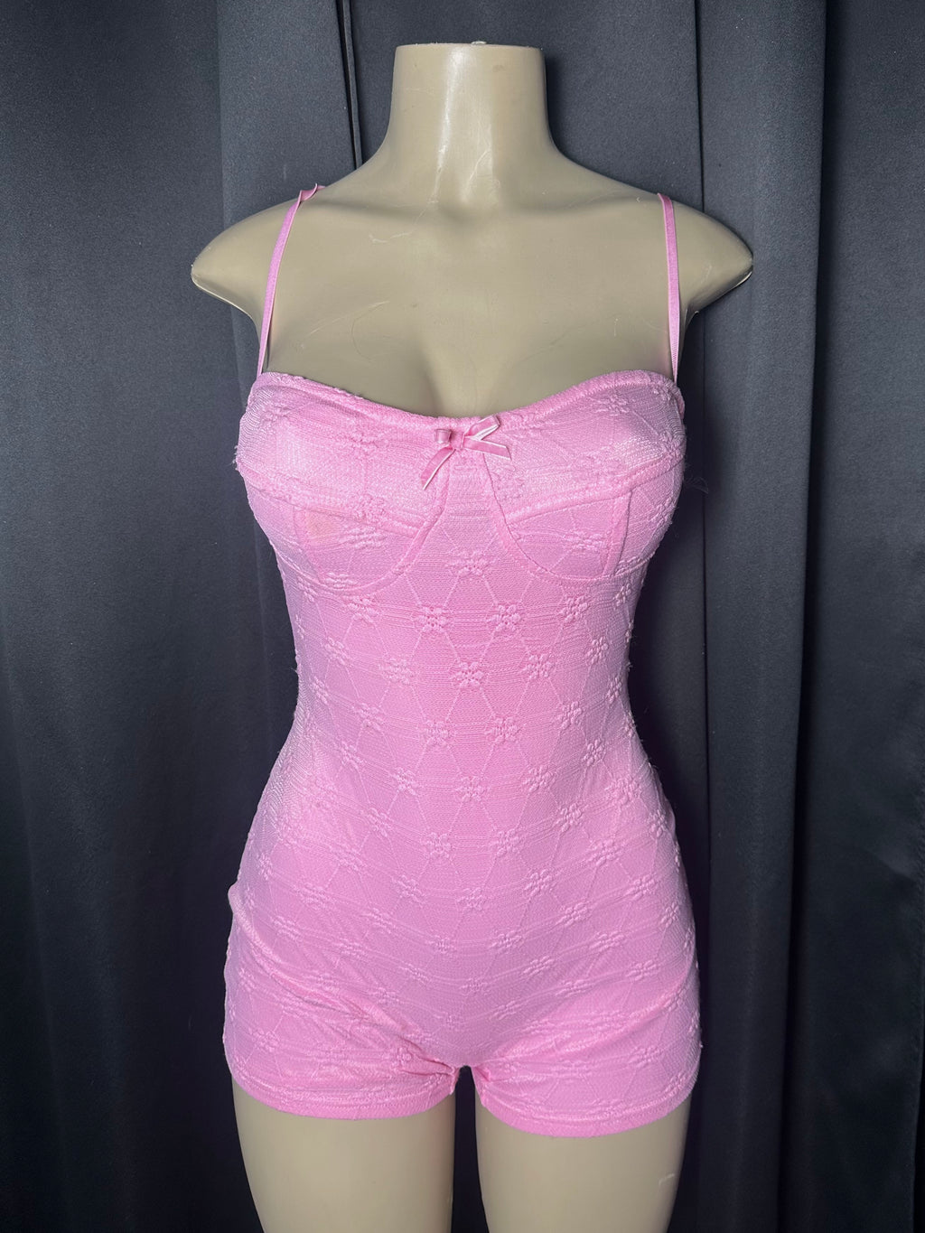 bow pink romper