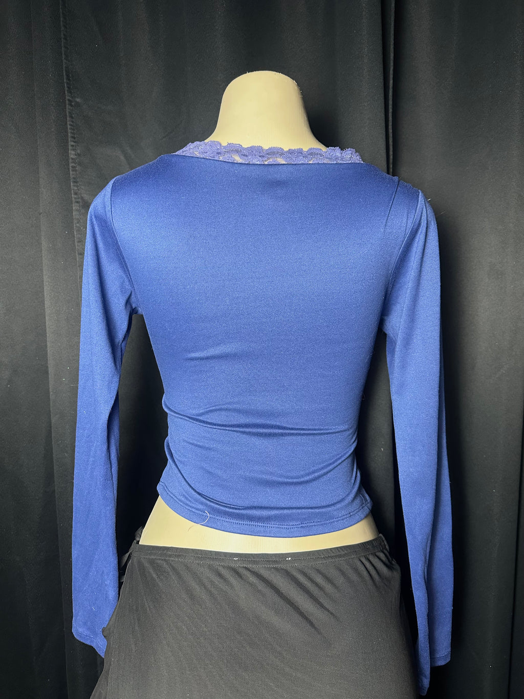 blue lace long sleeve top