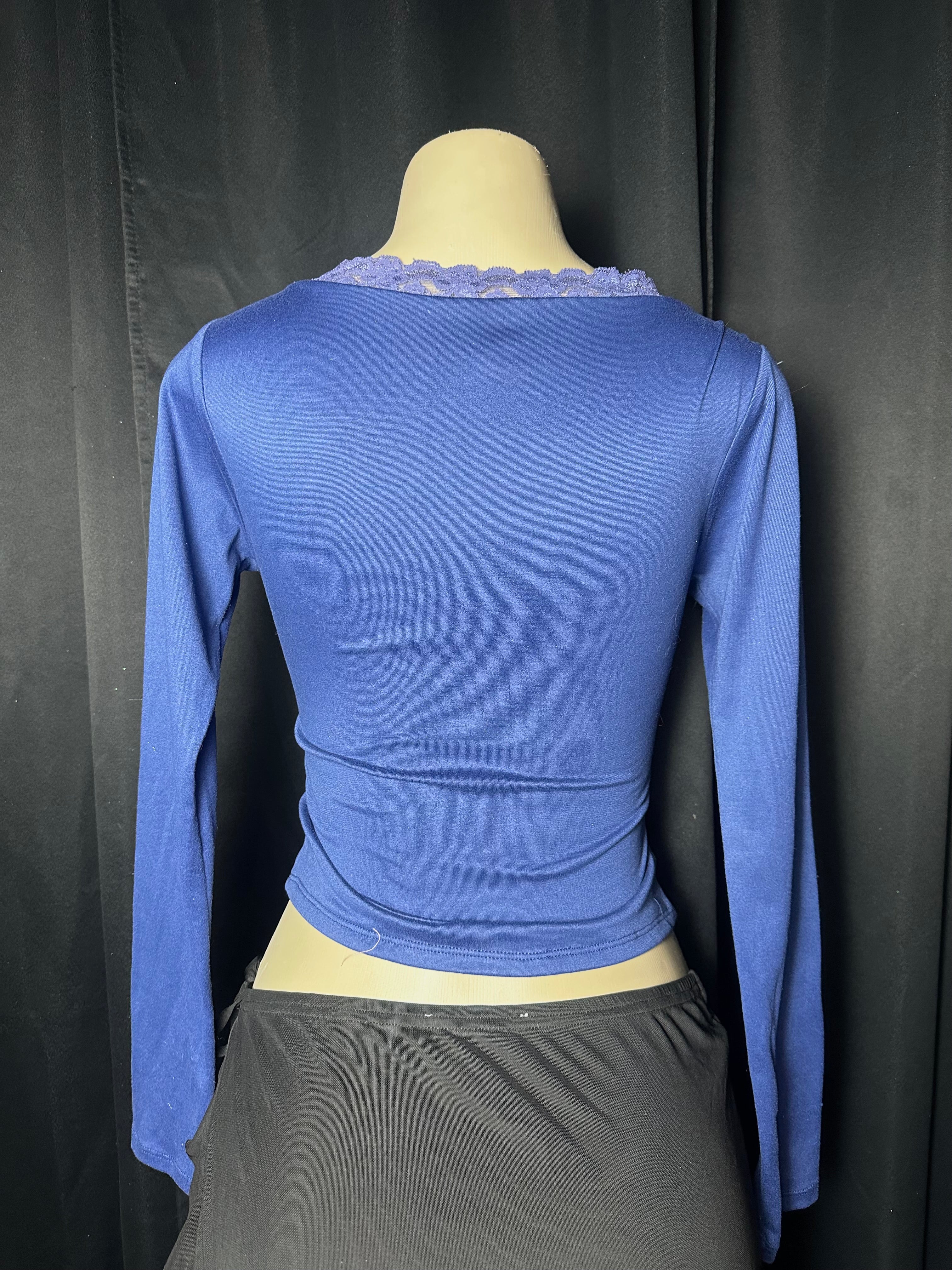 blue lace long sleeve top
