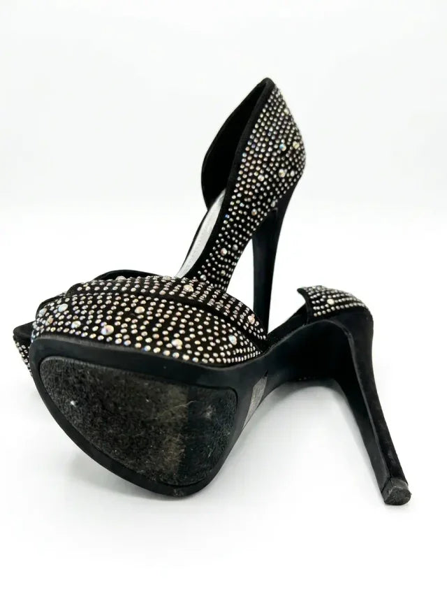 Black rhinestone heels