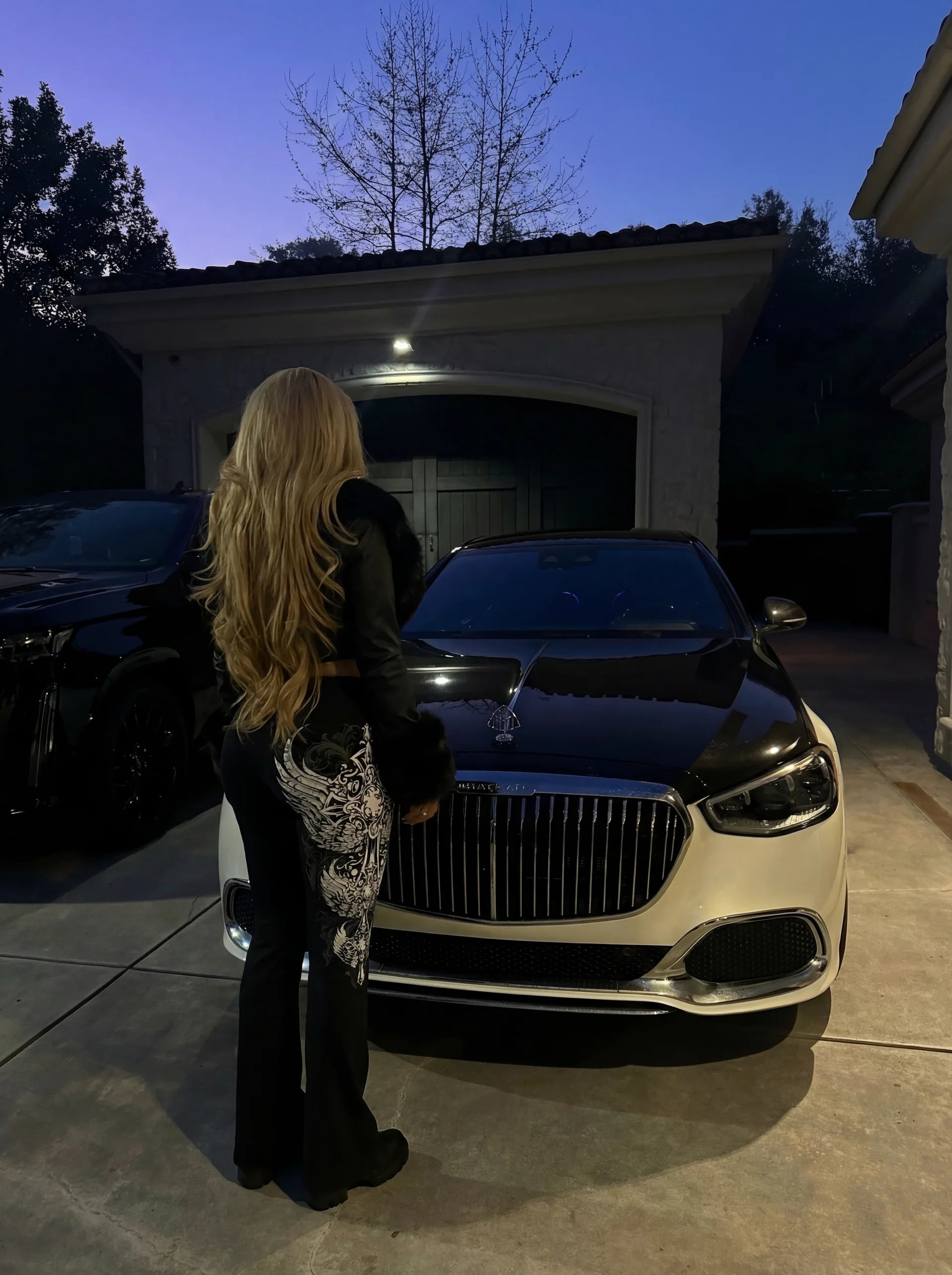 Black cross fold over pants